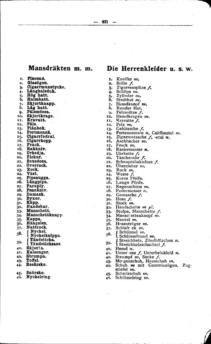 421 (Schwedisch-deutsches Wörterbuch. Svensk-tysk ordbok)