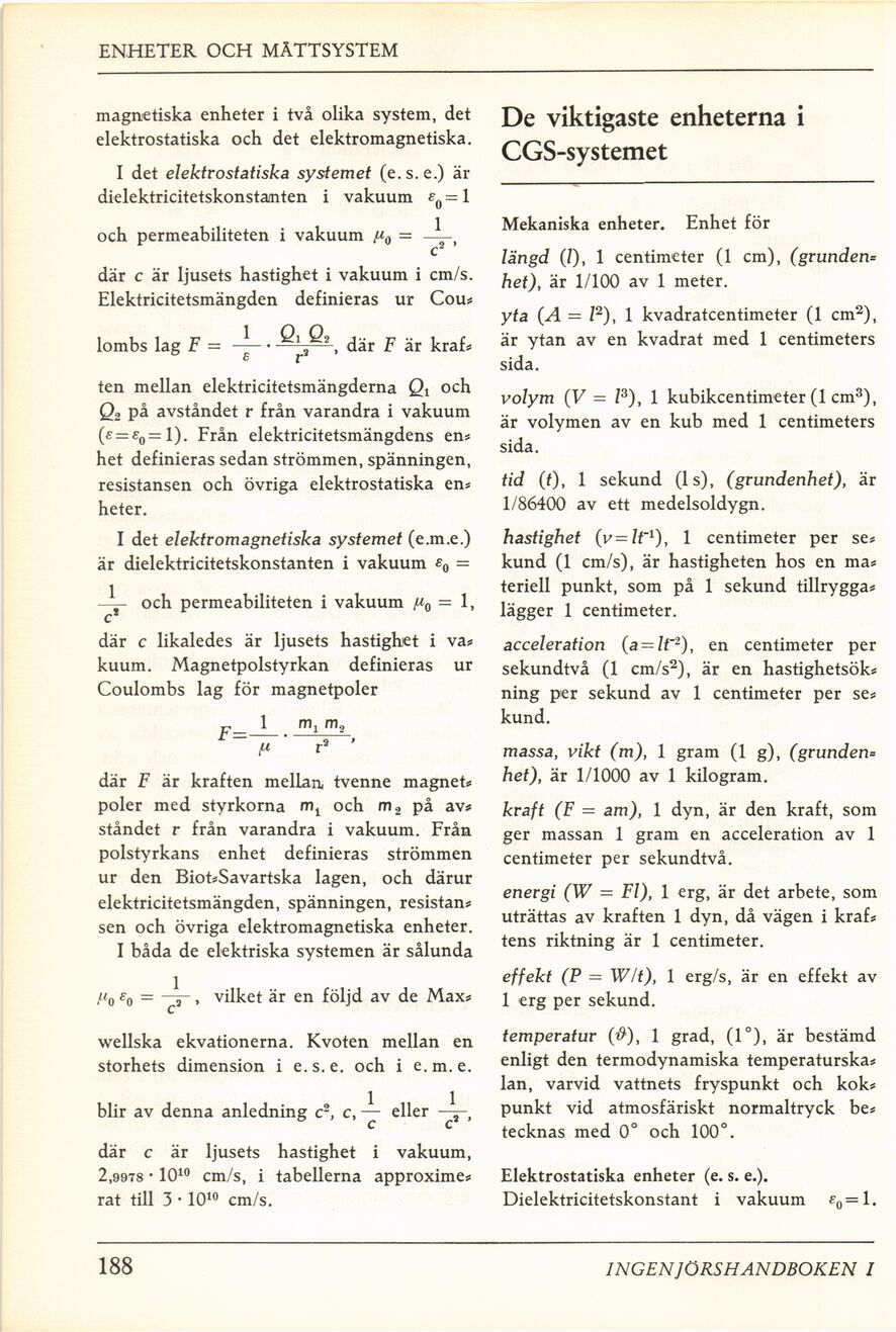 188 (Ingenjörshandboken / 1. Allmänna delen)