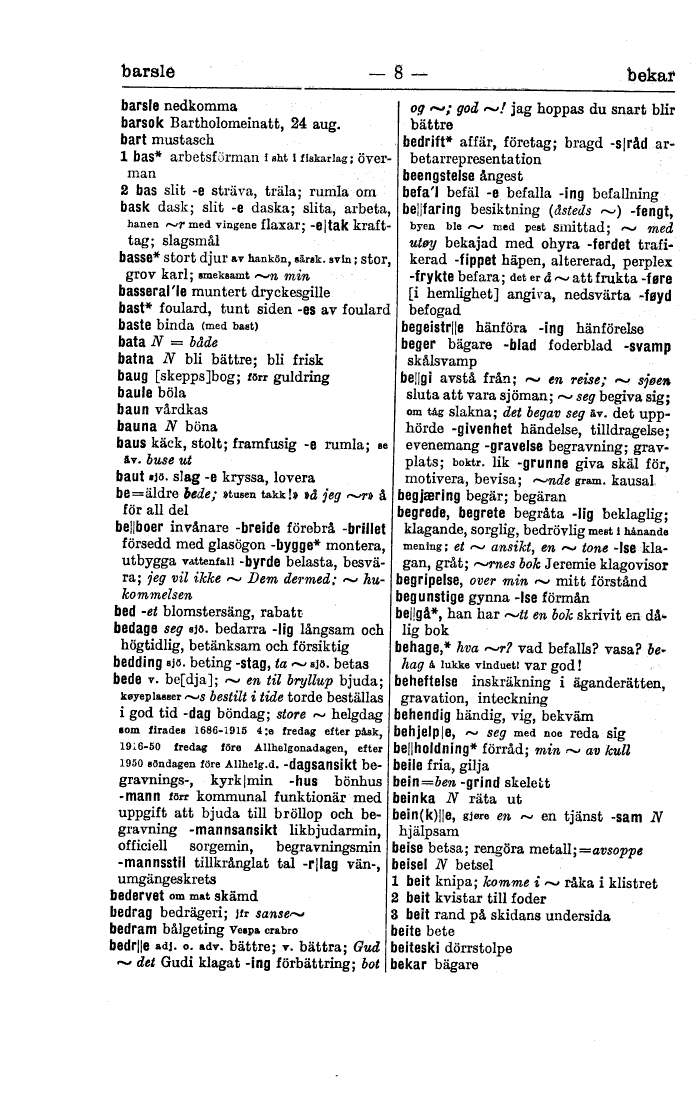 8 (Norsk-svensk ordbok för bokmål och nynorska)