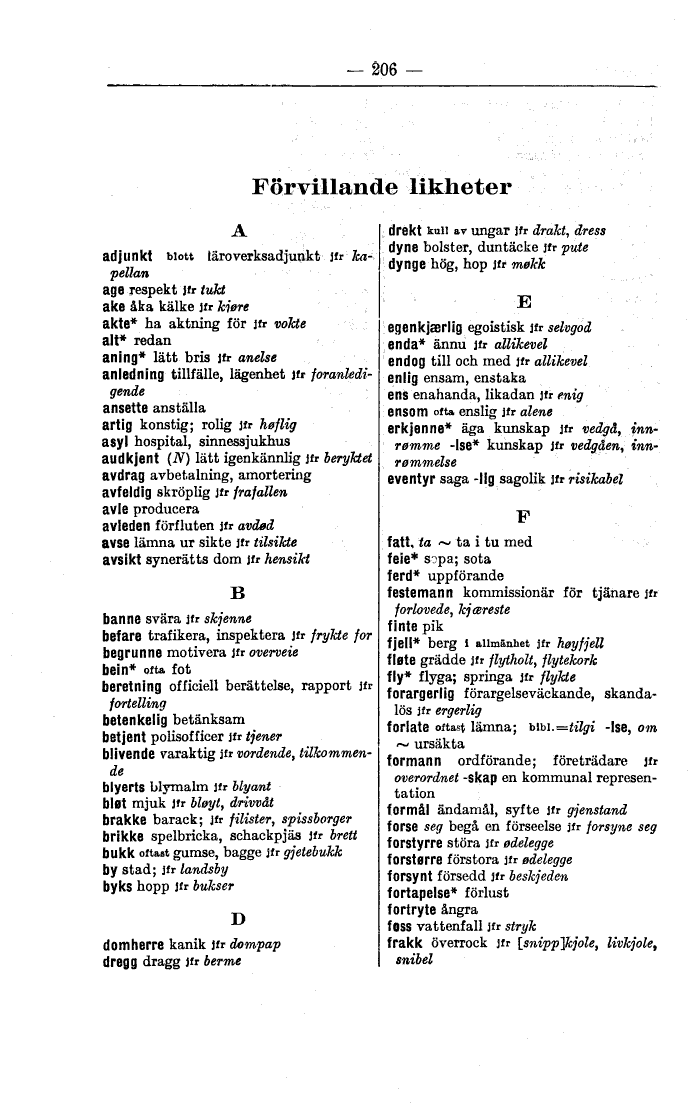 206 (Norsk-svensk ordbok för bokmål och nynorska)