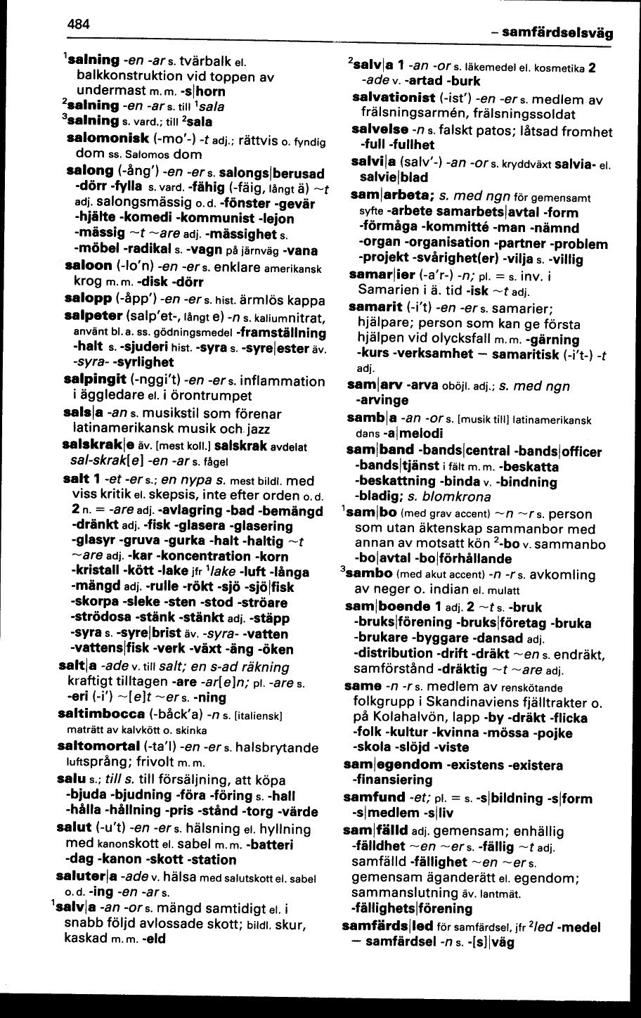 484 (Svenska Akademiens ordlista / Elfte upplagan, sjätte tryckningen  (1991))