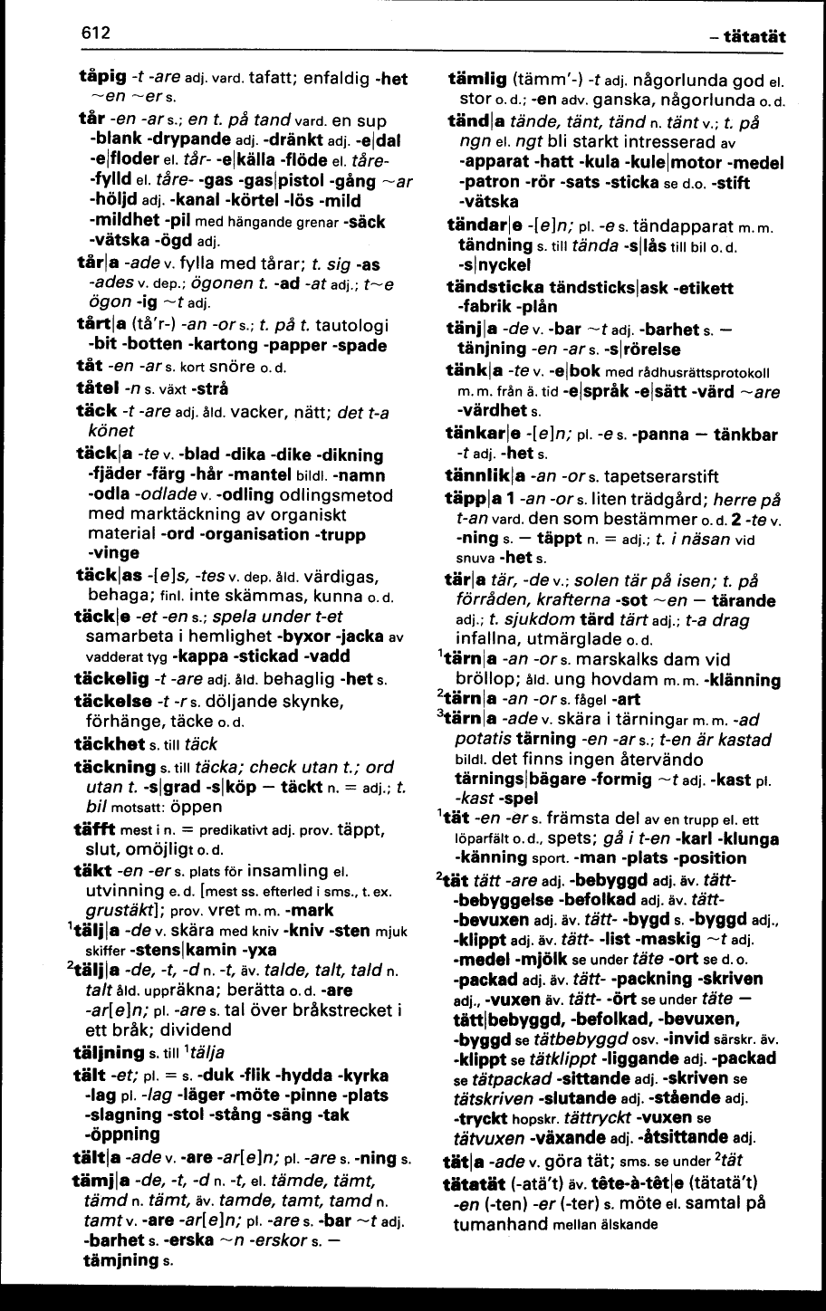 612 (Svenska Akademiens ordlista / Elfte upplagan, sjätte tryckningen  (1991))