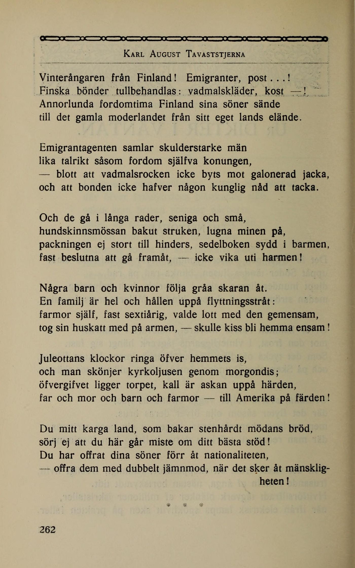 262 (Sveriges national-litteratur 1500-1900 / 25:2. Finländsk litteratur  utom Runeberg. Stenbäck, Topelius, von Qvanten, Wecksell, Tavaststjerna,  Lybeck)