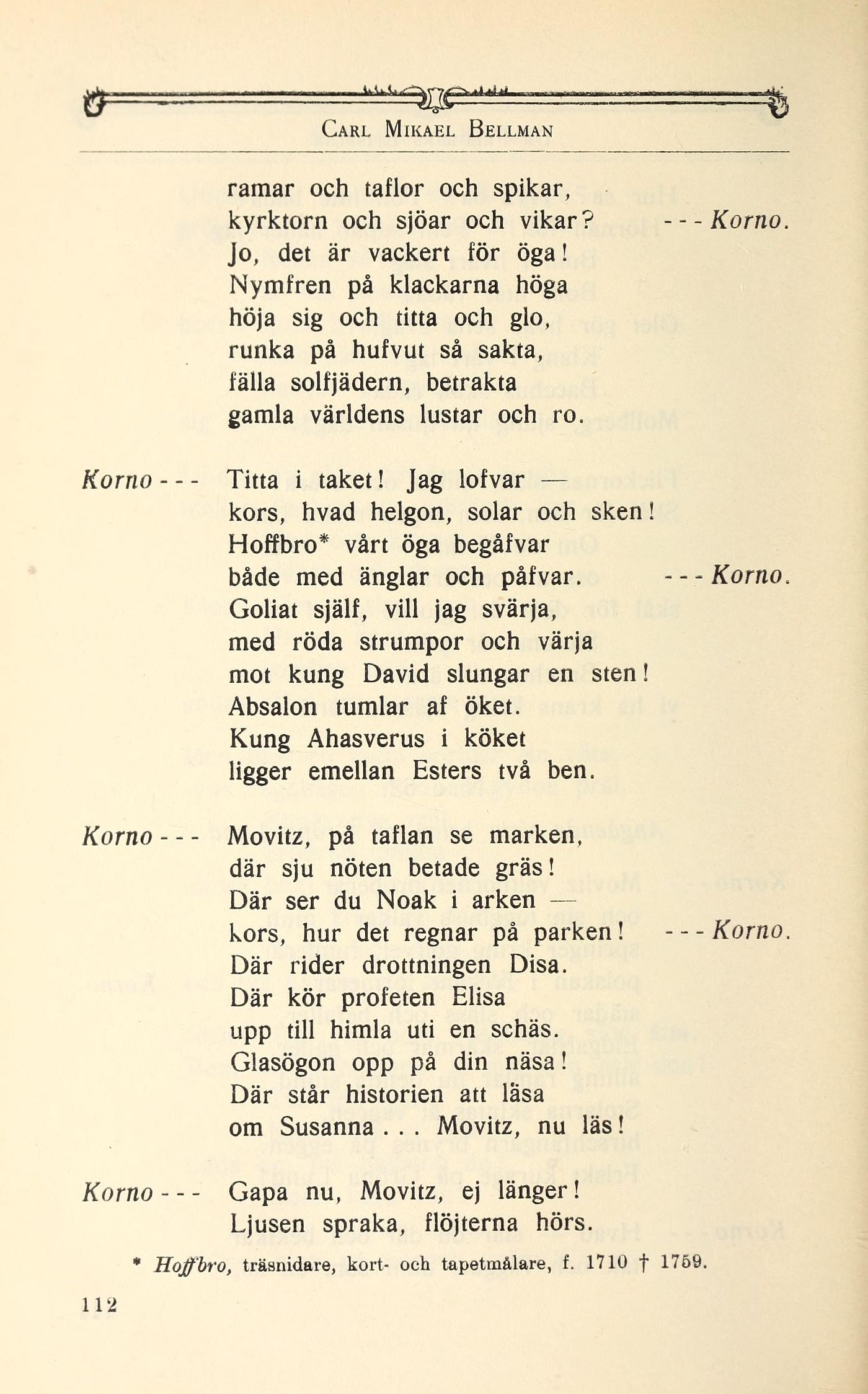 112 (Sveriges national-litteratur 1500-1900 / 4. Carl Mikael Bellman; Jakob  Wallenberg )
