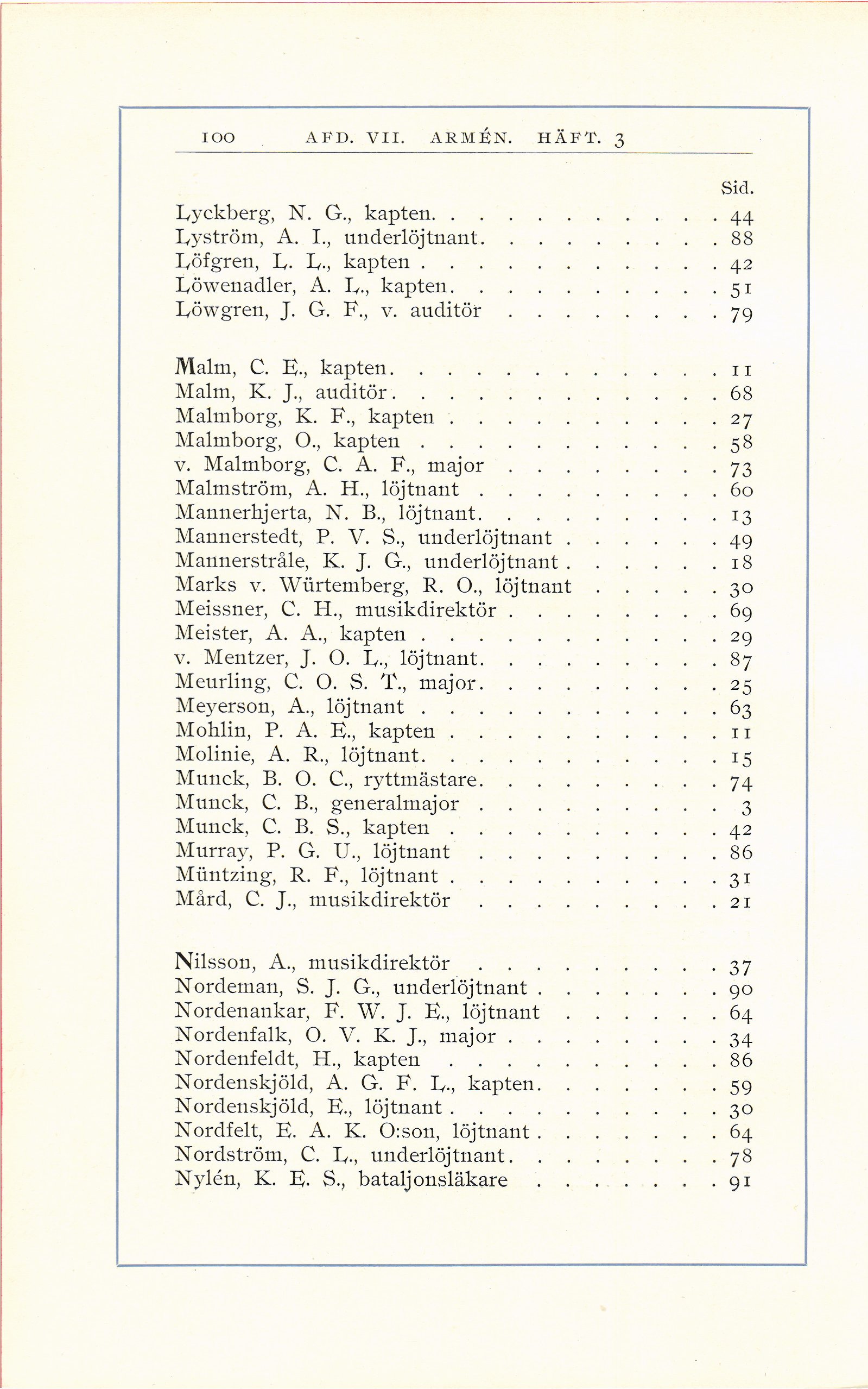 100 Svenskt Portrattgalleri Vii 3 Armens Officerare Och Civilstat Andra Armefordelningen Biografier Af Otto Bergstrom