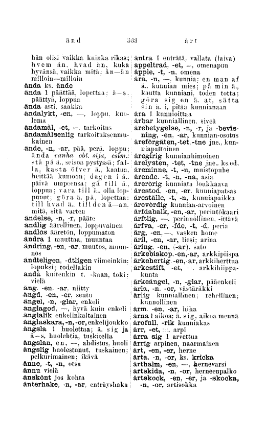 333 (Svensk-finsk ordbok : ruotsalais-suomalainen sanakirja)