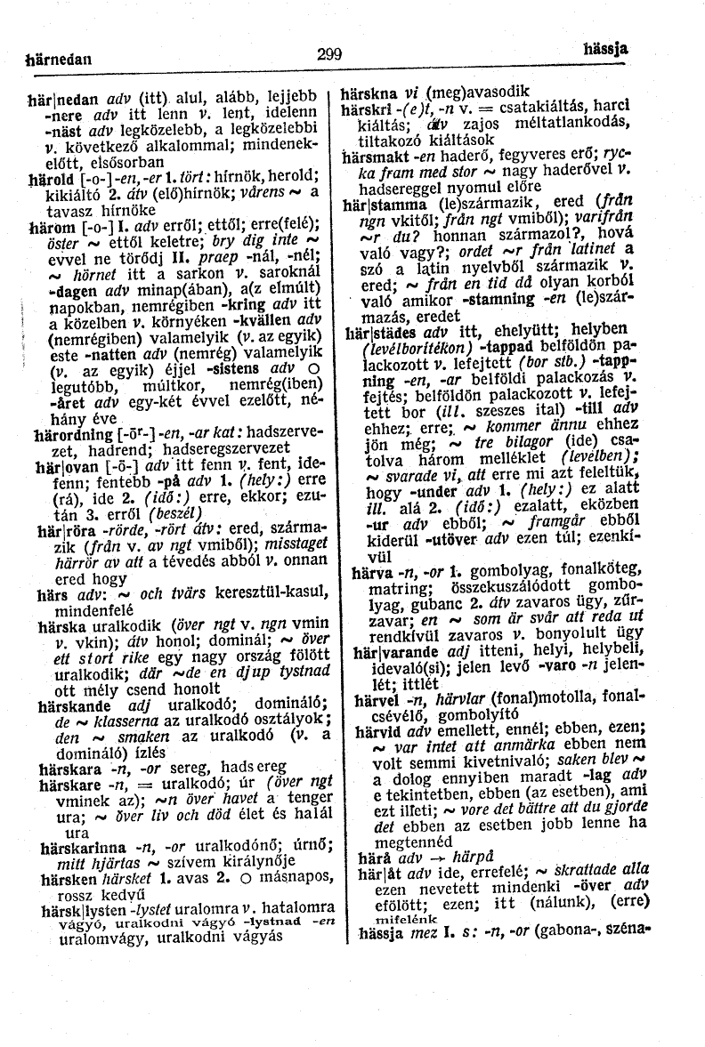 299 (Svéd-magyar szótár : svensk-ungersk ordbok)