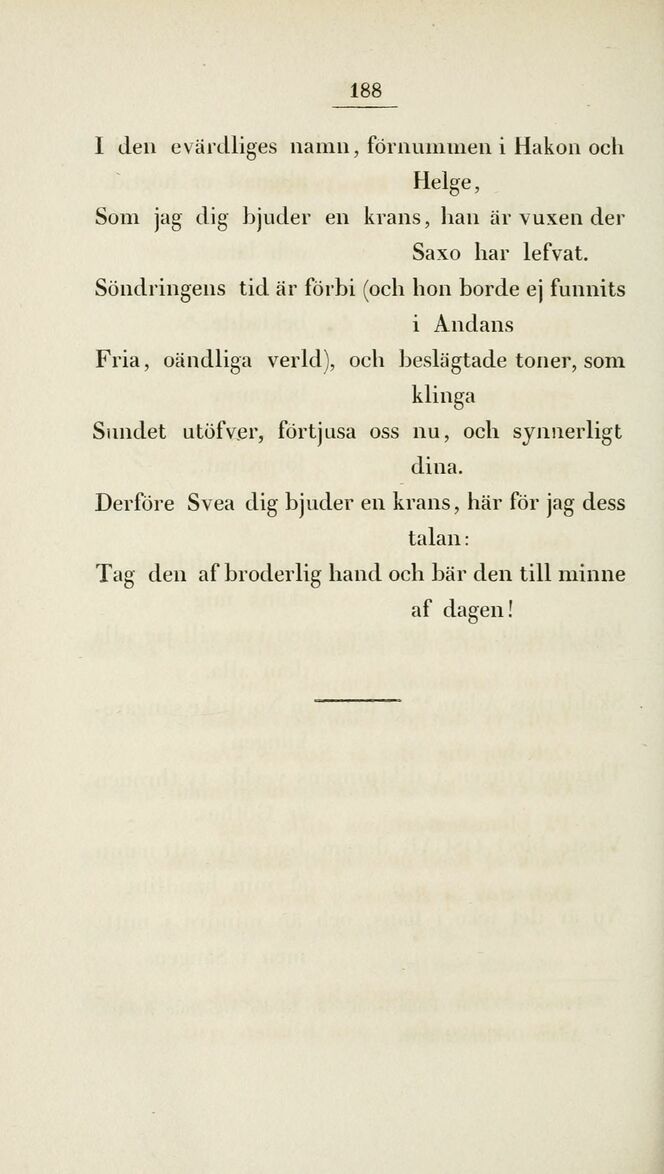 188 (Esaias Tegnérs Samlade skrifter / 3. Smärre dikter. Andra Perioden  (1812-1840))