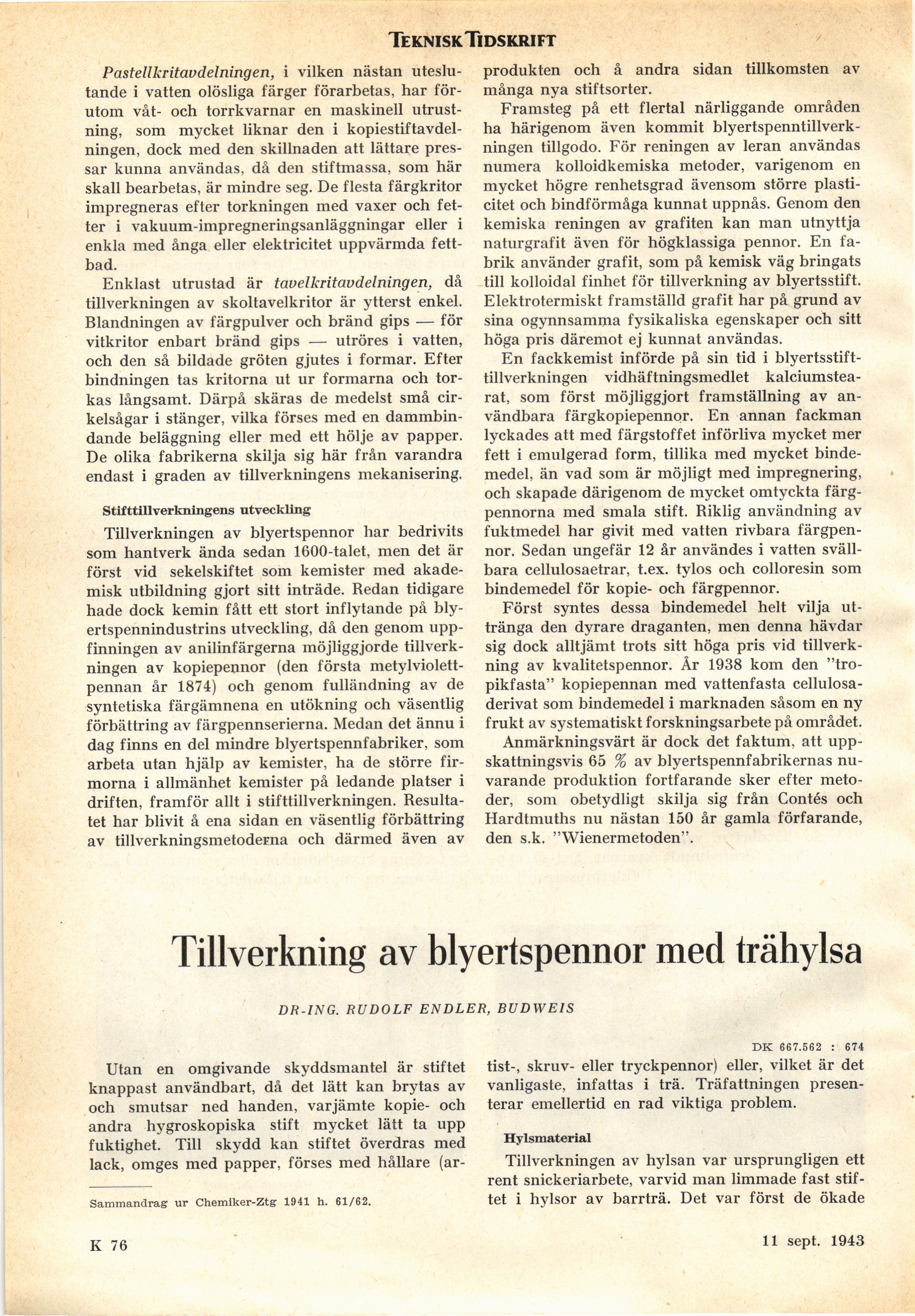76 (Teknisk Tidskrift / 1943. Kemi)