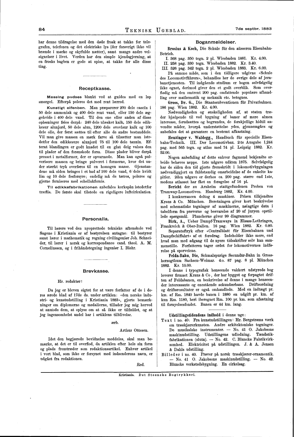 84 (Teknisk Ukeblad / 1ste Årgang. 1883)