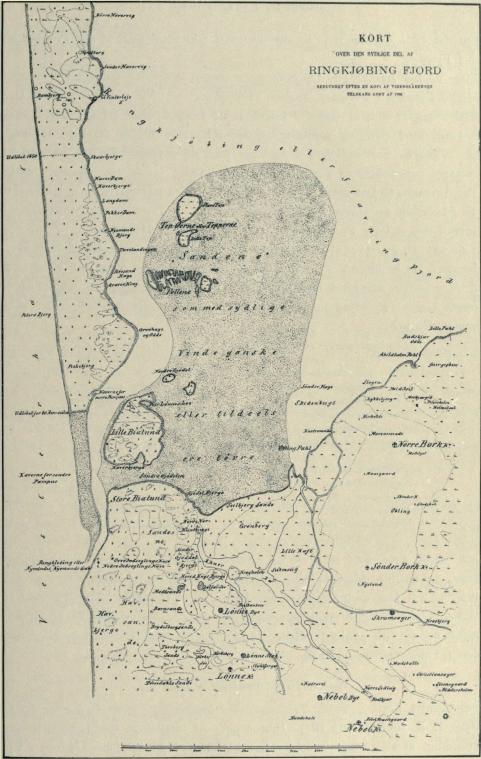Fig. 9. Videnskabernes Selskabs Kort over den sydlige Del af Ringkøbing Fjord, fra 1796. Efter Rambusch.