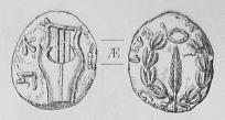228. Judiska mynt.<b(Sannolikt från det första århundradet efter Kr.) 228. Judiska mynt.<b(Sannolikt från det första århundradet efter Kr.)