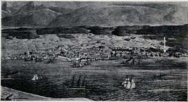 <smalTromsø i gamle dager. Her bodde Jonas Lie fra sitt 5. til sitt 12. år.</smal<b<smalPilen viser huset hvor Jonas Lies foreldre bodde.</smal