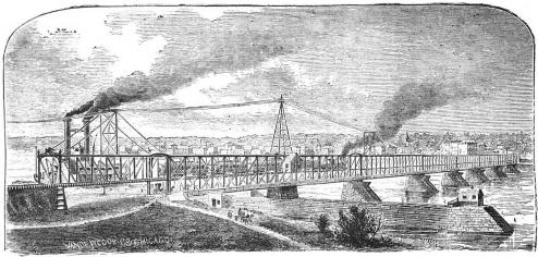 <smalIll. VANDERCOOK-CO. CHICAGO.</smal<bJärnvägs- och körbron öfver Missisippi vid Rock island.
