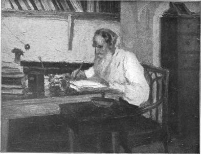Leo Tolstoy i sitt arbetsrum.