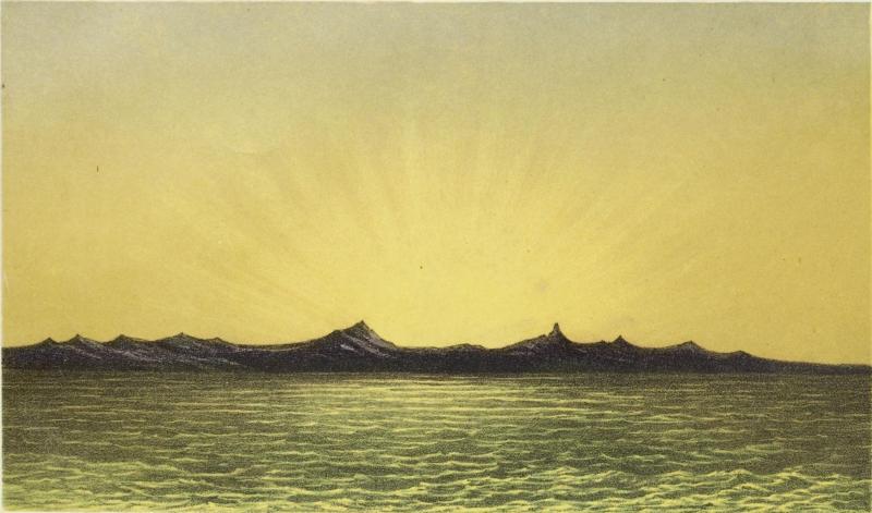 J. Steeple Del.                                                                                                M. & N. Hanhart. Chromo Lith.<b<biMIDNIGHT ON CHRISTIANIA FJORD.</bi<bPublished by Smith, Elder & C<suo</su. 65, Cornhill, London. 1859.