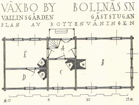 VÄXBO BY BOLLNÄS SN<bVALLINSGÅRDEN GÄSTSTUGAN<bPLAN AV BOTTENVÅNINGEN<bBild 7.