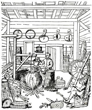Fig. 62. Schweiziskt mejeri år 1705. Efter <span class= Fig. 62. Schweiziskt mejeri år 1705. Efter <span class=