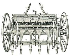 Fig. 70. Cookes såningsmaskin. Efter <span class=