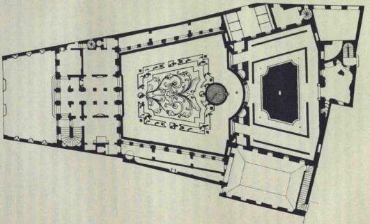 PLAN ÖFVER TESSINSKA HUSET OCH TOMTEN.<b<span class=