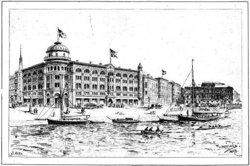 STOCKHOLMS ARBETAREBÖRS (inviges år 1900). Teckning af <span class=