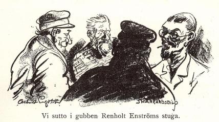Vi sutto i gubben Renholt Enströms stuga. Vi sutto i gubben Renholt Enströms stuga.