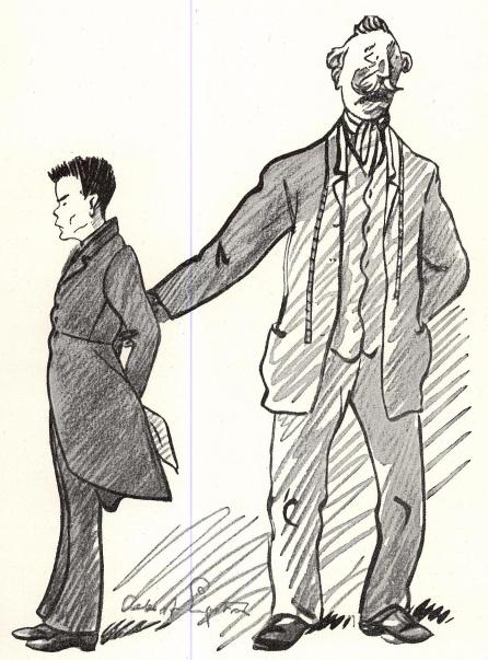 <smalIll. Albert Engström</smal<bSkräddaren, husaren Palmér, jag och min nattvardskostym.