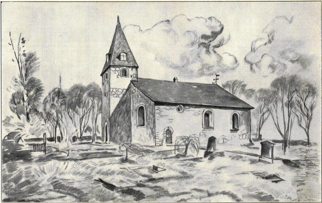 Edsbärgs kyrka. Teckning av Axel Åslund.