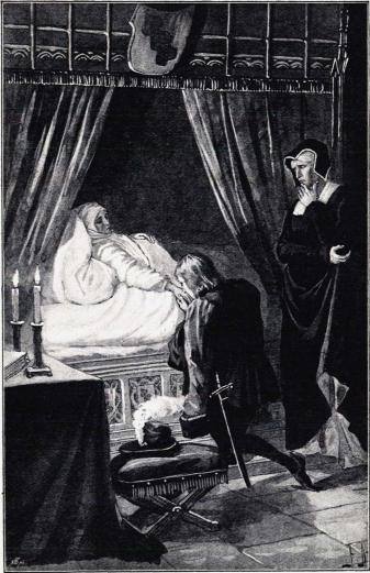 <smalIll. J.N.[=Jenny Nyström]</smal<bNils sjönk ned på knä vid sängen och öfverhöljde den framräckta handen<bmed kyssar. (Sid. 31.)