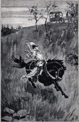 <smalIll. J.N.[=Jenny Nyström]</smal<bSå fort Nils Bosson hört, hvarom fråga var, störtade han sig utan besinning<bned för branten. (Sid. 47.)