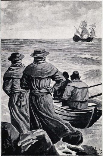<smalIll. J.N.[=Jenny Nyström]</smal<bDe sågo ett fartyg sticka ut i sundet. (Sid. 67.)