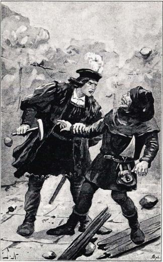 <smalIll. J. N.[=Jenny Nyström]</smal<b»En falk!» skrek marsken till och fattade mannen häftigt i armen. (Sid. 692.)