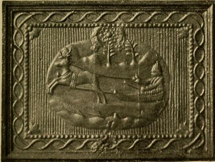 Järnhäll        Ofenplatte        Plate from an iron stove<bFig. 33. L. 67 cm. Ljusnedals järnbruk. Rum 103.
