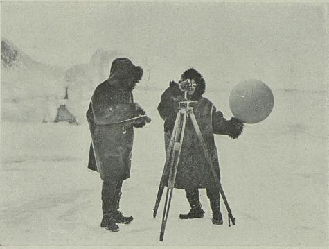 Meteorologene Bjerknes og Calwagen i arbeide.