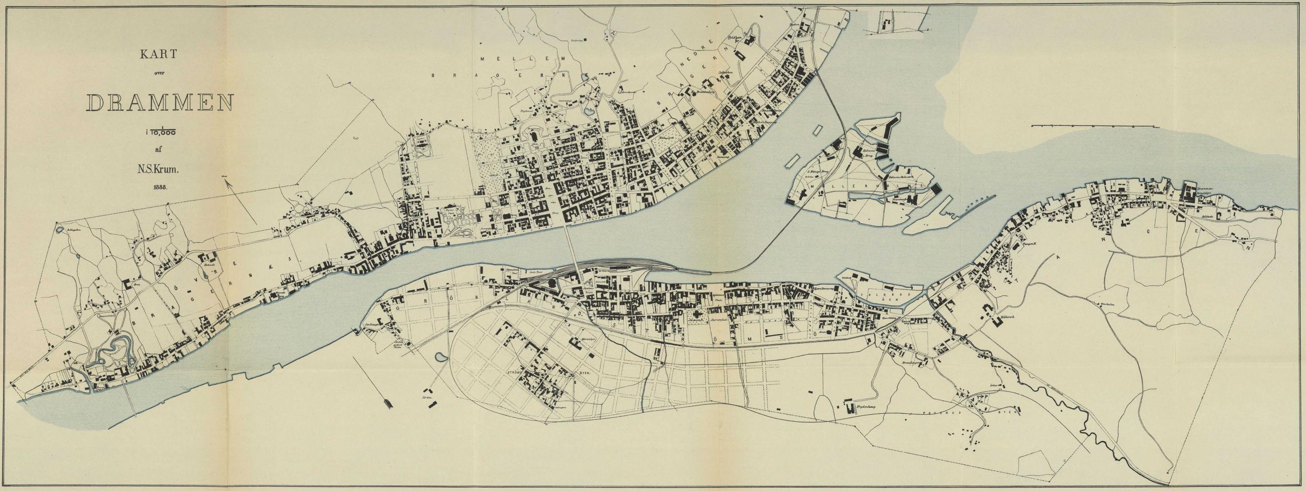 <biKART</bi<b<bover<b<b<bi<biDRAMMEN</bi</bi<b<bi 1 : 110,000<b<baf<b<b<biN. S. Krum.</bi<b1888.