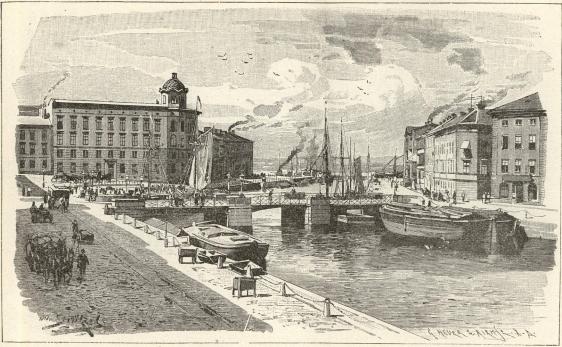 <smalStrützel, ill.                        G. HEVER & KIRMSE, X. A.</smal<b<biStora hamnkanalen i Göteborg.</bi
