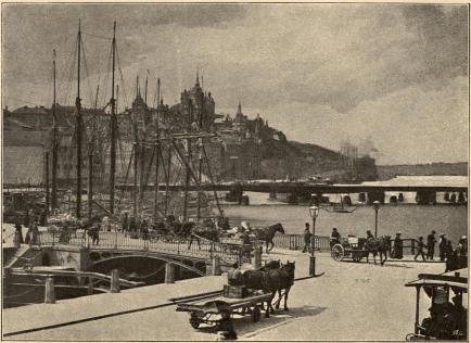 Det nya Stockholm. Utsikt från slussen åt Mälaren.