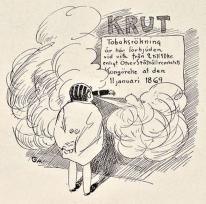 KRUT<bTobaksrökning är här förbjuden vid vite från 2 till 10 kr.<benligt ÖfverStåthållarembetets Kungörelse af den 11 januari 1869