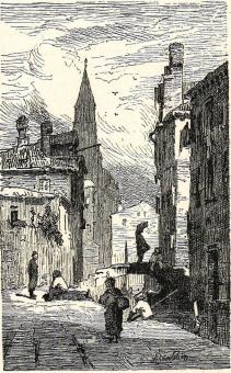 Gata i Venedig. Teckning af G. Schönleber.
