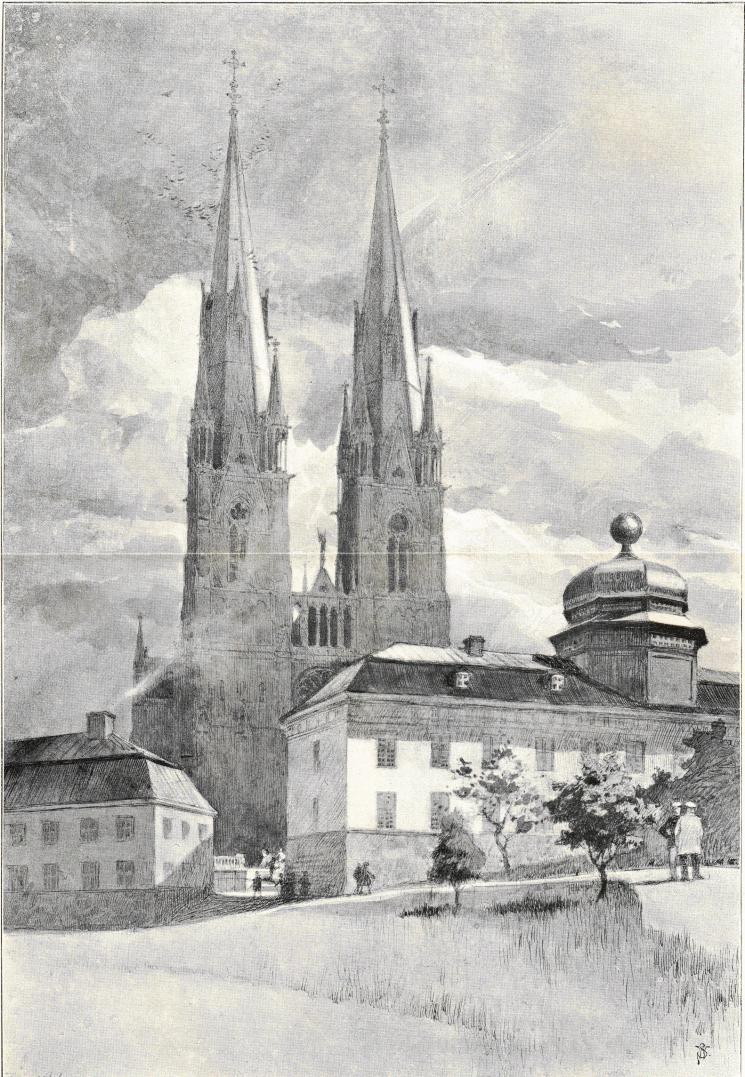 <biUpsala domkyrka.</bi<bLavering för »Ord och bild» af FERDINAND BOBERG.