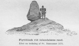 <smalIll. R. H.[=Haglund]                        W. MEYER, X. A.</smal<bFlyttblock vid inlandsisens rand.<bEfter en fotografi af expeditionens fotograf d. 6 aug. 1883.