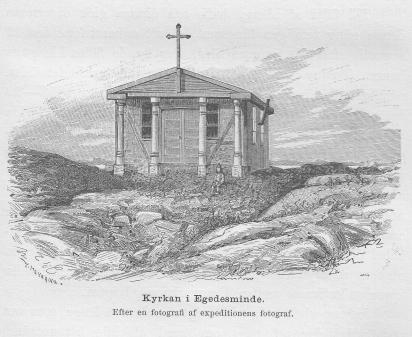 <smalIll. W. MEYER, X. A.</smal<bKyrkan i Egedesminde.<bEfter en fotografi af expeditionens fotograf.