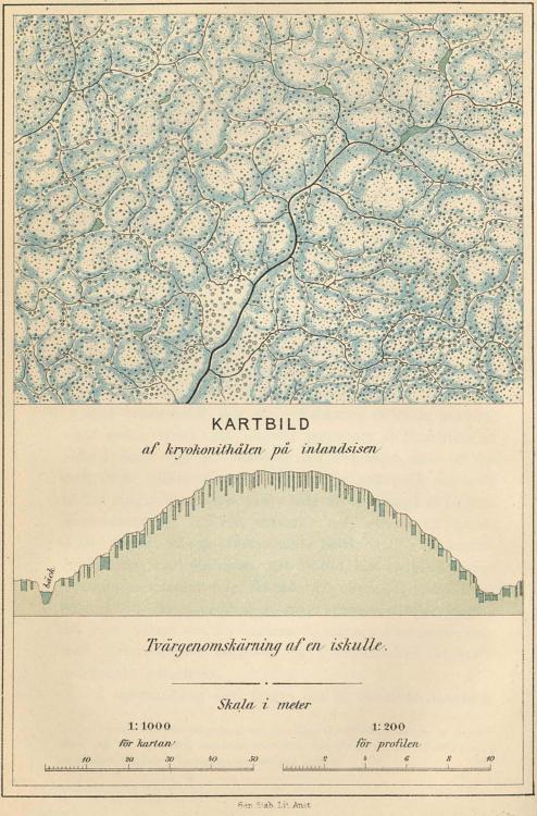 <smalIll. Gen. Stab. Lit. Anst.</smal<bKARTBILD<baf krykonithålen på inlandsisen<bTvärgenomskärning af en iskulle.