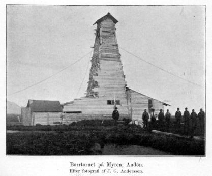 Borrtornet på Myren, Andön.<bEfter fotografi af J. G. Andersson.
