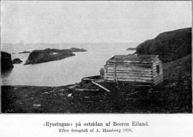 »Rysstugan» på ostsidan af Beeren Eiland.<b<bEfter fotografi af A. Hamberg 1898.