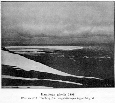 Hambergs glacier 1898.<b<bEfter en af A. Hamberg från bergsluttningen tagen fotografi.