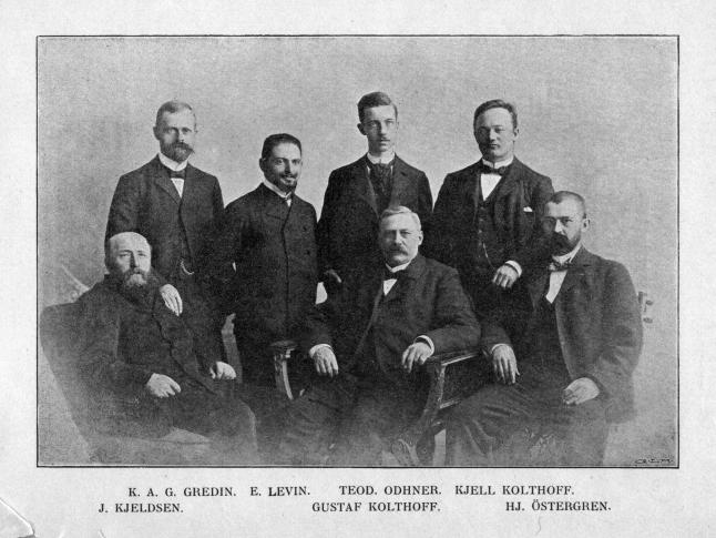 K. A. G. GREDIN. E. LEVIN. TEOD. ODHNER. KJELL KOLTHOFF.<bJ, KJELDSEN. GUSTAF KOLTHOFF. HJ. ÖSTERGREN.