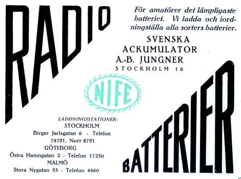 RADIO BATTERIER<bFör amatörer det lämpligaste batteriet. Vi ladda<boch iordningställa alla sorters batterier.<bSVENSKA ACKUMULATOR A.-B. JUNGNER<b<smal<span class= RADIO BATTERIER<bFör amatörer det lämpligaste batteriet. Vi ladda<boch iordningställa alla sorters batterier.<bSVENSKA ACKUMULATOR A.-B. JUNGNER<b<smal<span class=