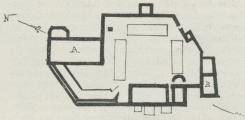 Fig. 1. Plan af Fæstningen fra 1690. A<bHaakonshallen; B Valkendorf’s Taarn.