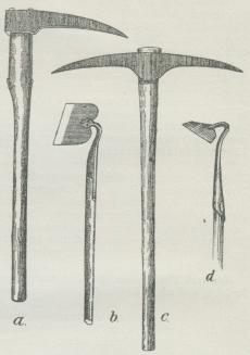 Fig. 1. a enkelt Spidshakke, b Hyppehakke,<bc dobbelt Spidshakke, d Roehakke.